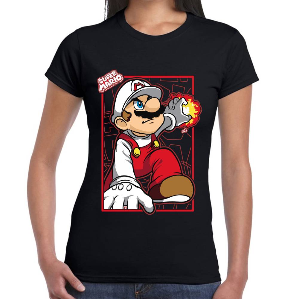 Playera Mario Bros de Fuego Nintendo Algodón Premium #0003228