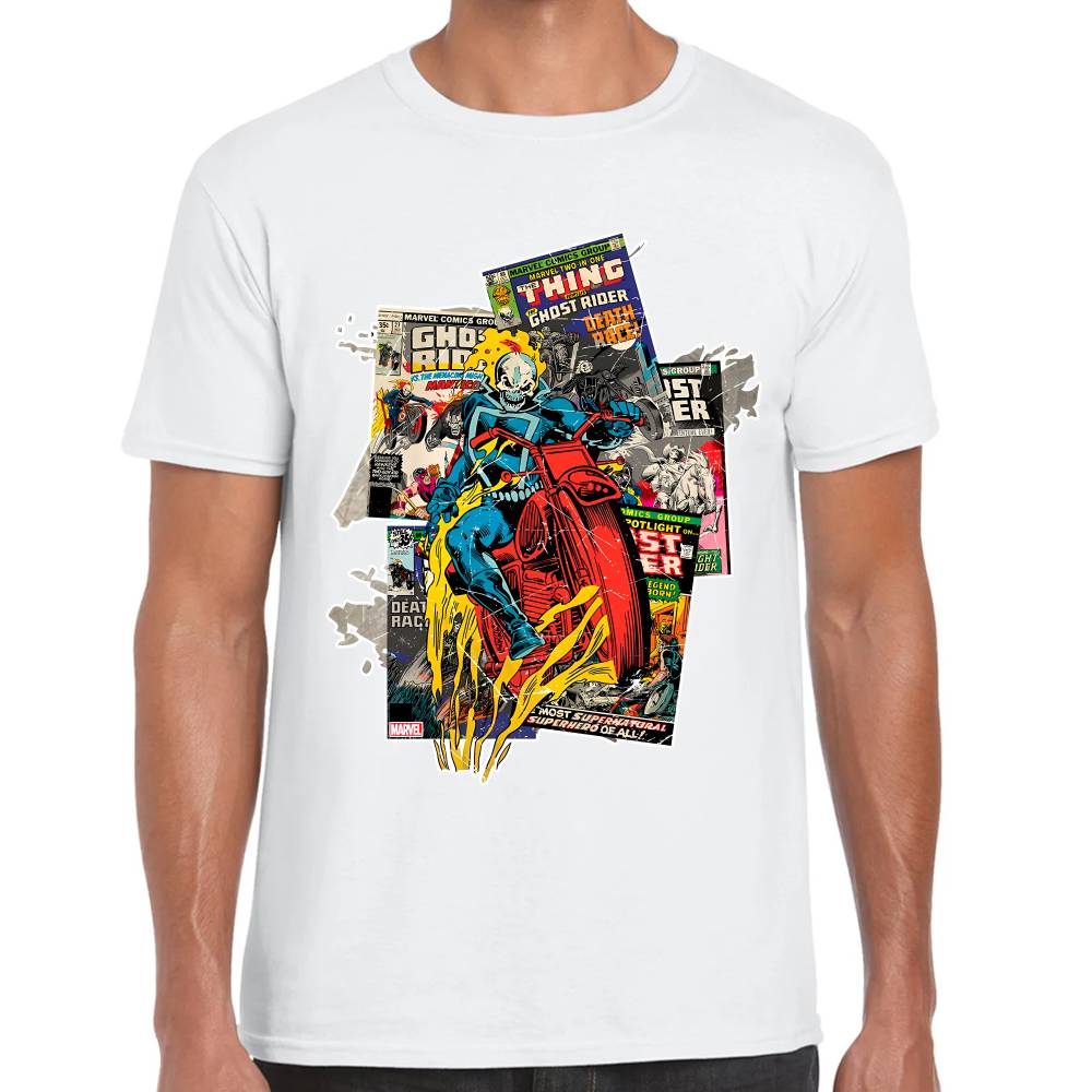 Playera Ghost Rider Comic Background Marvel Algodón Premium #0003234