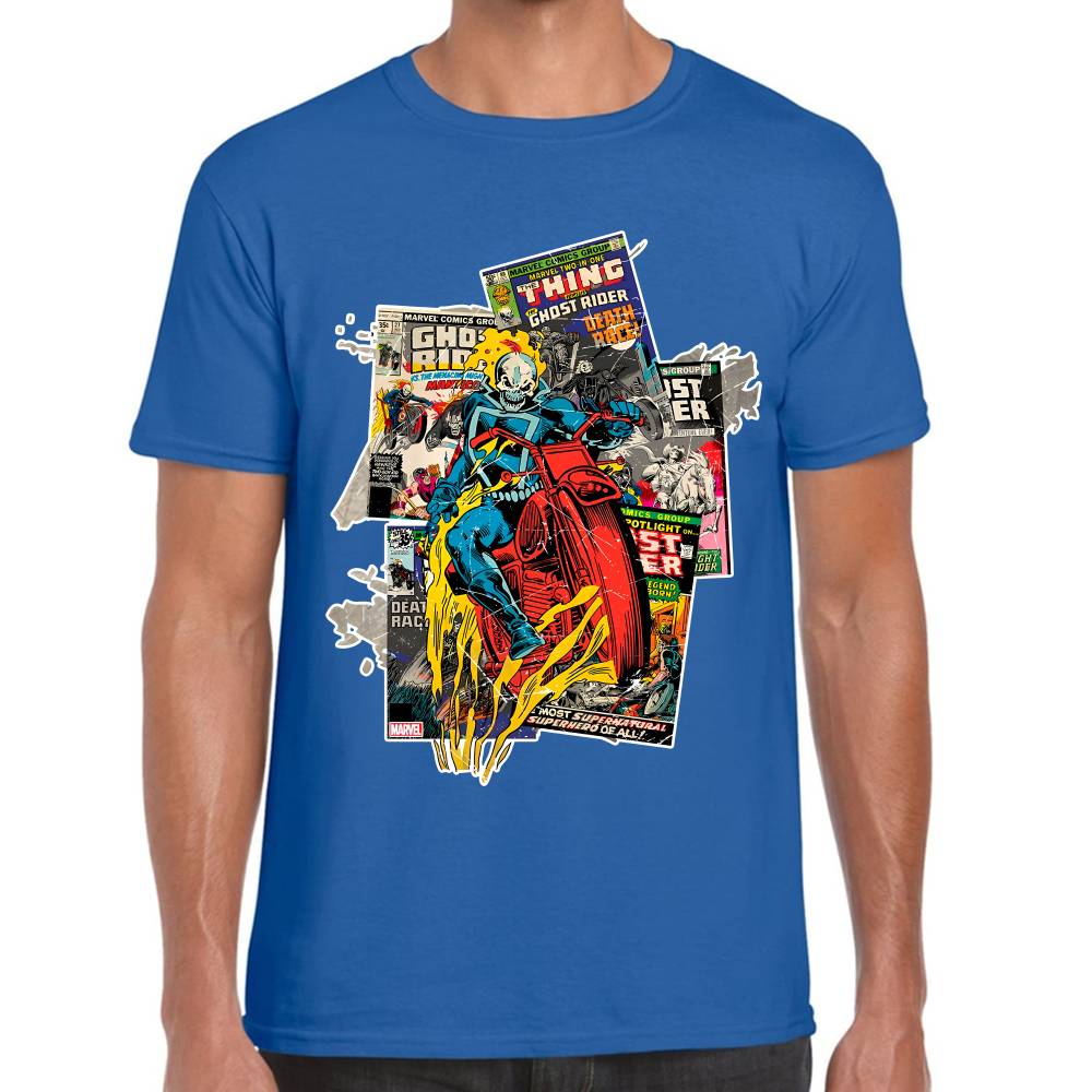Playera Ghost Rider Comic Background Marvel Algodón Premium #0003234