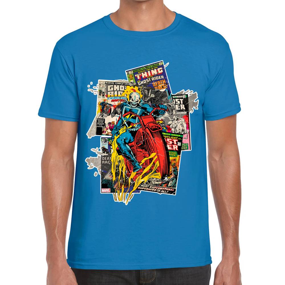 Playera Ghost Rider Comic Background Marvel Algodón Premium #0003234