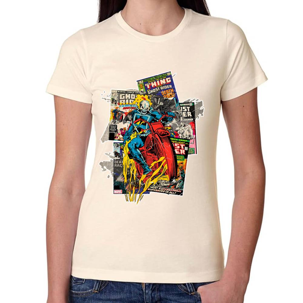 Playera Ghost Rider Comic Background Marvel Algodón Premium #0003234