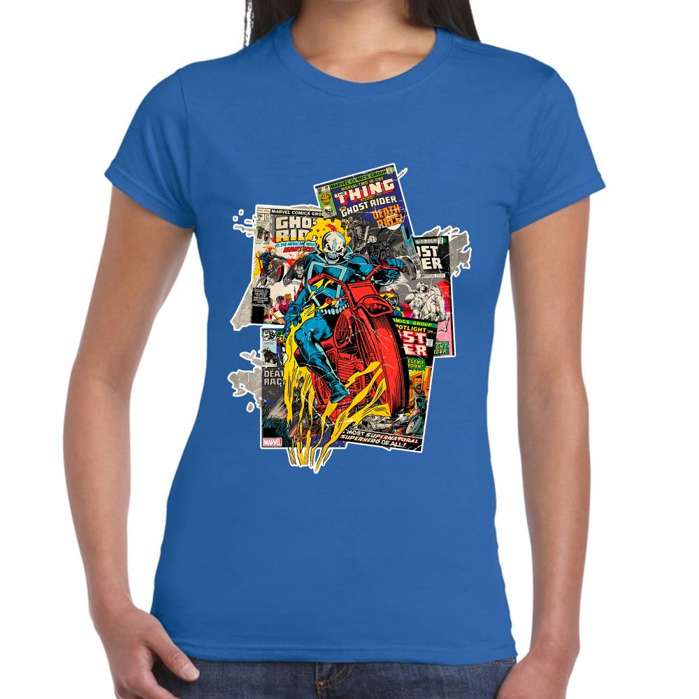 Playera Ghost Rider Comic Background Marvel Algodón Premium #0003234