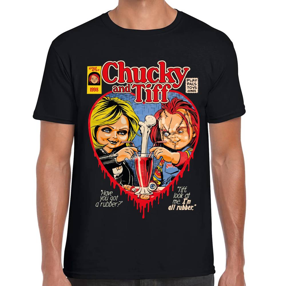 Playera Chucky y Tiffany on a Date Good Guys Algodón Premium #0003238 Imagen principal del producto