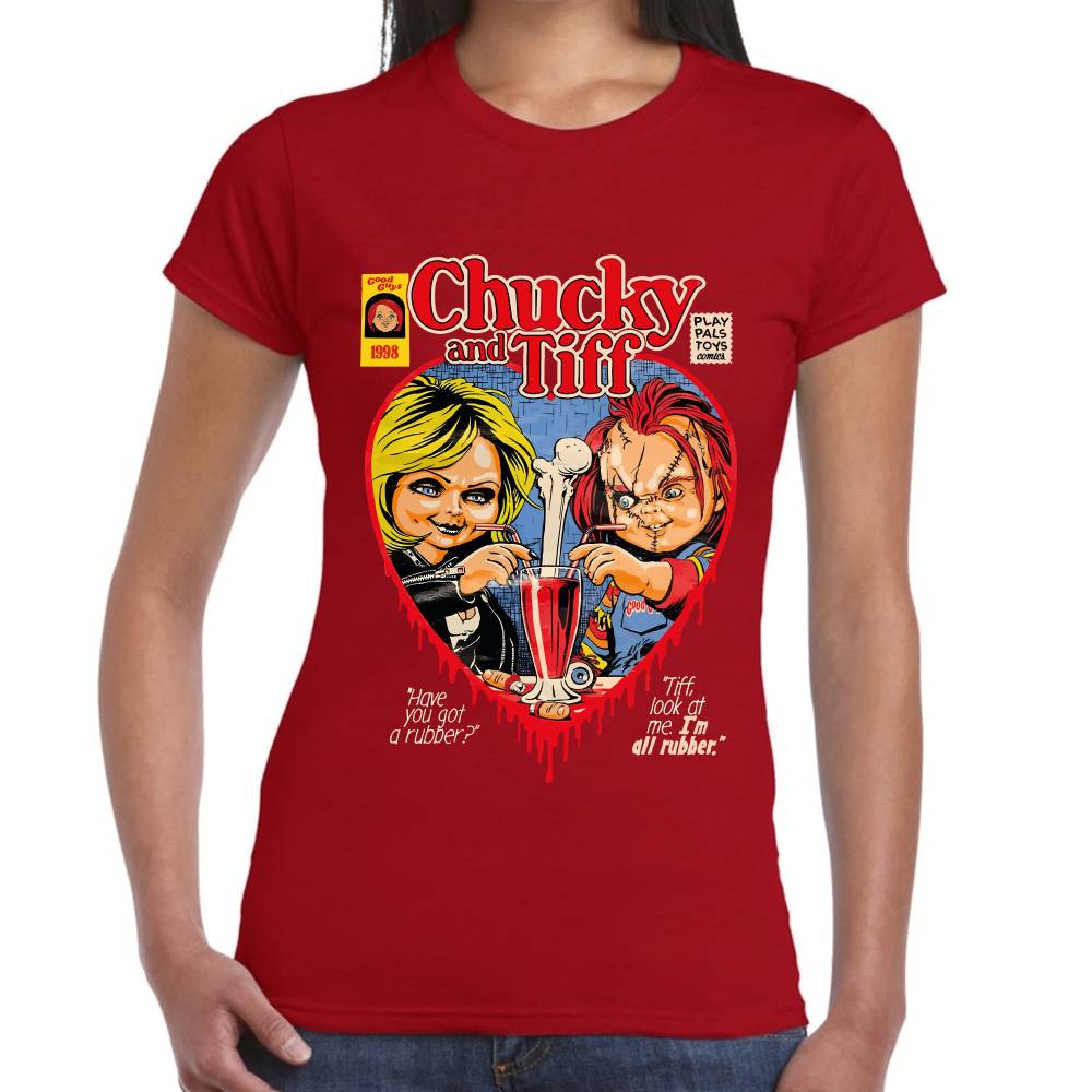 Playera Chucky y Tiffany on a Date Good Guys Algodón Premium #0003238