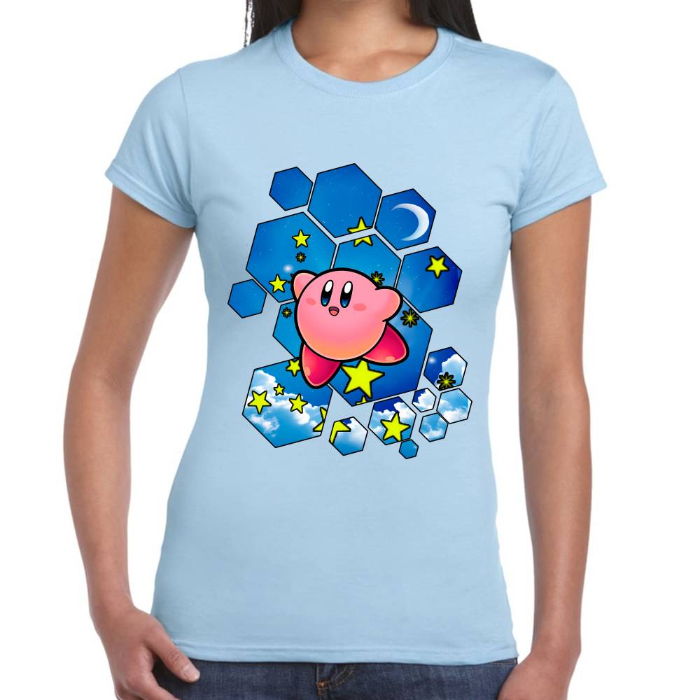 Playera Kirby Cielo Hexagonal Nintendo Algodón Premium #0003239