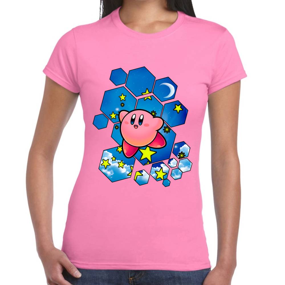 Playera Kirby Cielo Hexagonal Nintendo Algodón Premium #0003239