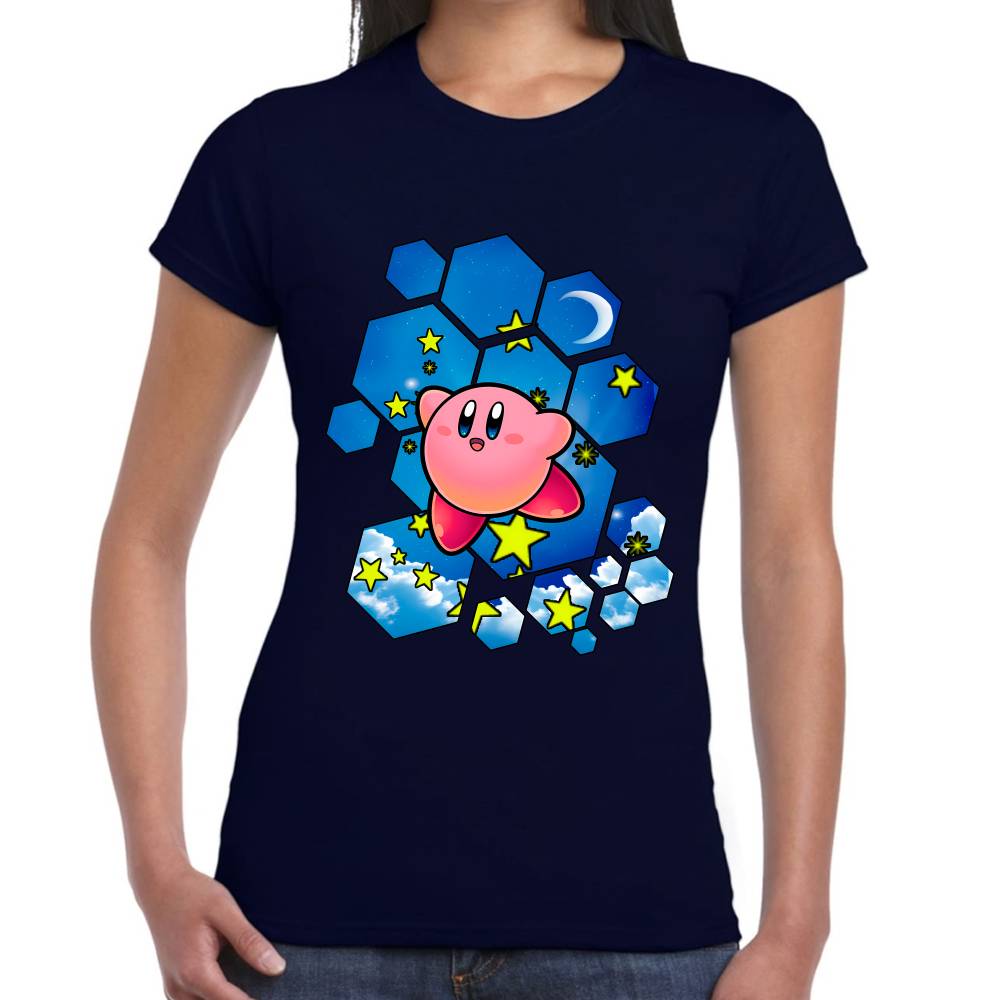 Playera Kirby Cielo Hexagonal Nintendo Algodón Premium #0003239