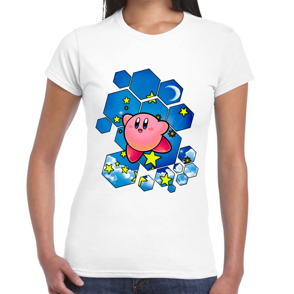 Playera Kirby Cielo Hexagonal Nintendo Algodón Premium #0003239