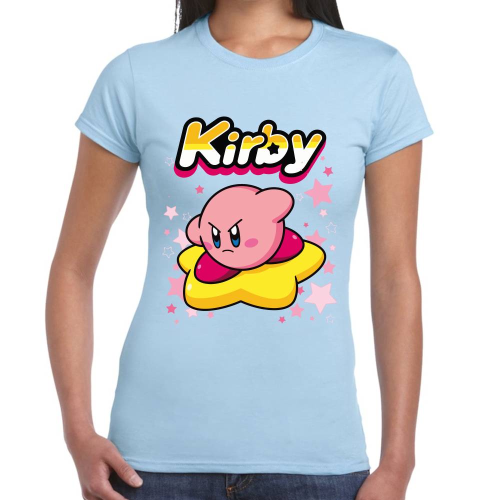 Playera Kirby Flotando en Estrella Nintendo Algodón Premium #0003242