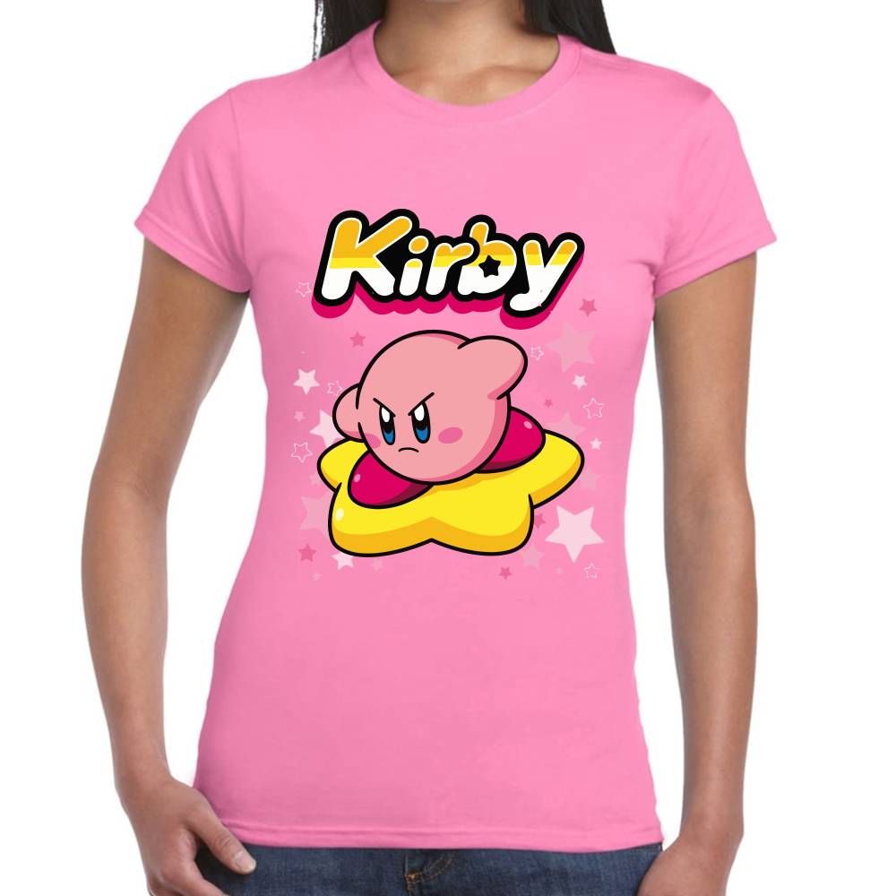 Playera Kirby Flotando en Estrella Nintendo Algodón Premium #0003242