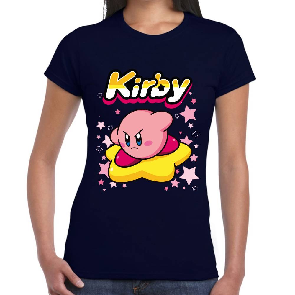 Playera Kirby Flotando en Estrella Nintendo Algodón Premium #0003242 Imagen secundaria del producto