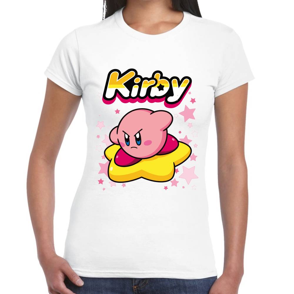 Playera Kirby Flotando en Estrella Nintendo Algodón Premium #0003242