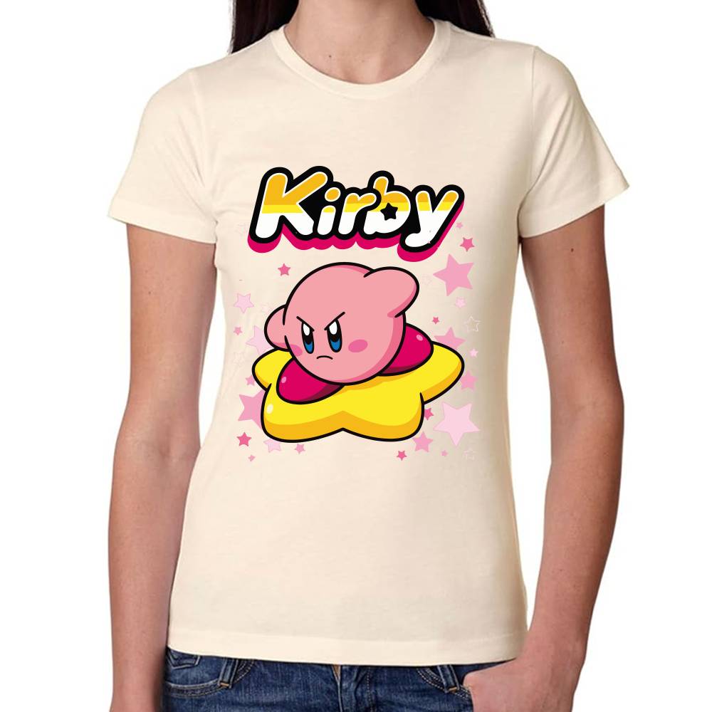 Playera Kirby Flotando en Estrella Nintendo Algodón Premium #0003242