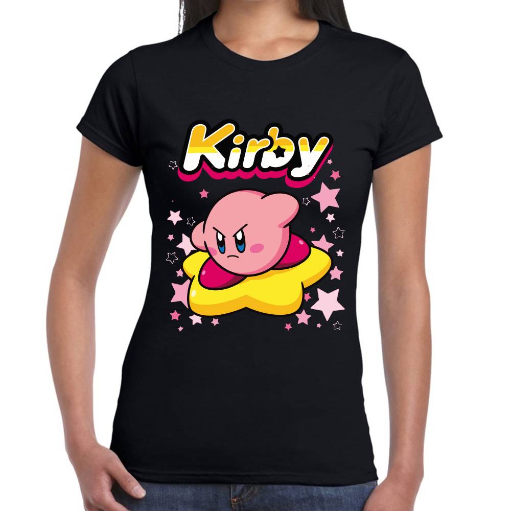Playera Kirby Flotando en Estrella Nintendo Algodón Premium #0003242