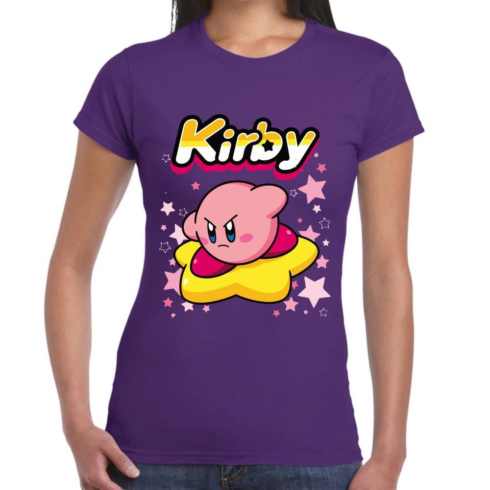 Playera Kirby Flotando en Estrella Nintendo Algodón Premium #0003242