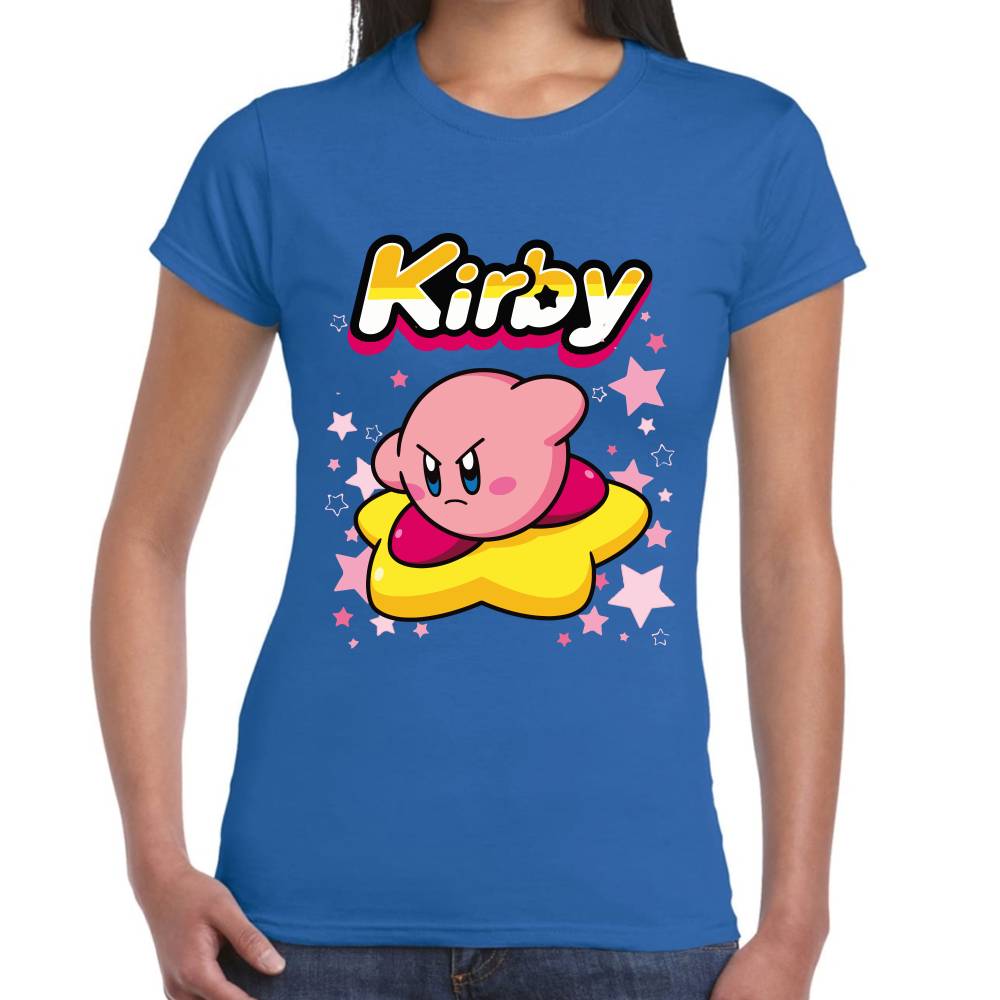Playera Kirby Flotando en Estrella Nintendo Algodón Premium #0003242