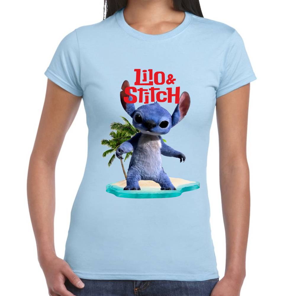 Playera Lilo & Stitch Palmera Live Action Algodón Premium #0003247