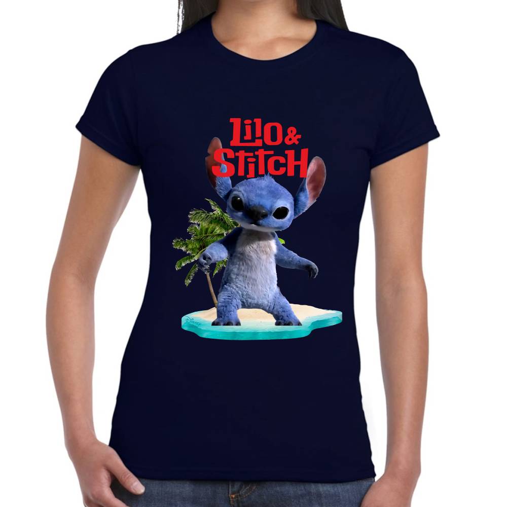 Playera Lilo & Stitch Palmera Live Action Algodón Premium #0003247