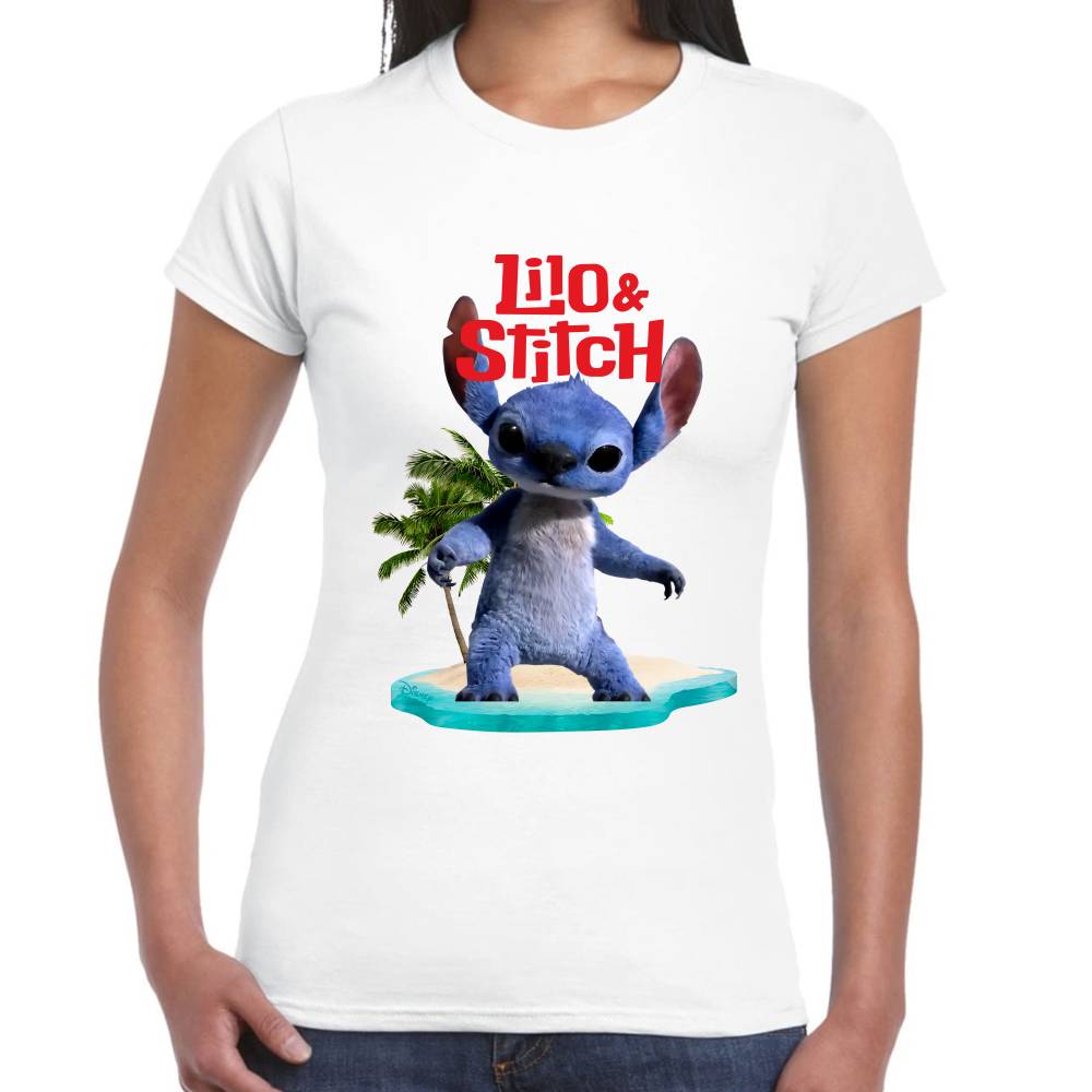 Playera Lilo & Stitch Palmera Live Action Algodón Premium #0003247