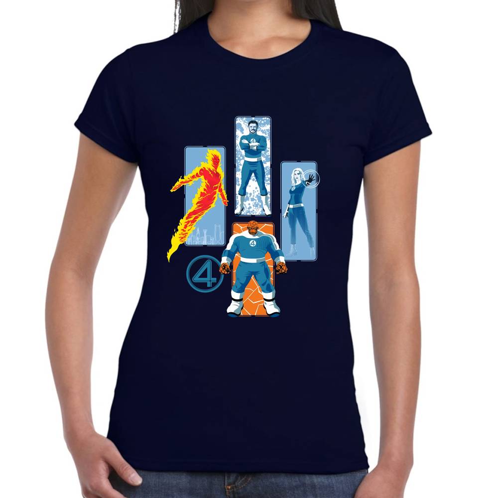 Playera 4 Fantasticos Pilares Marvel Algodón Premium #0003255