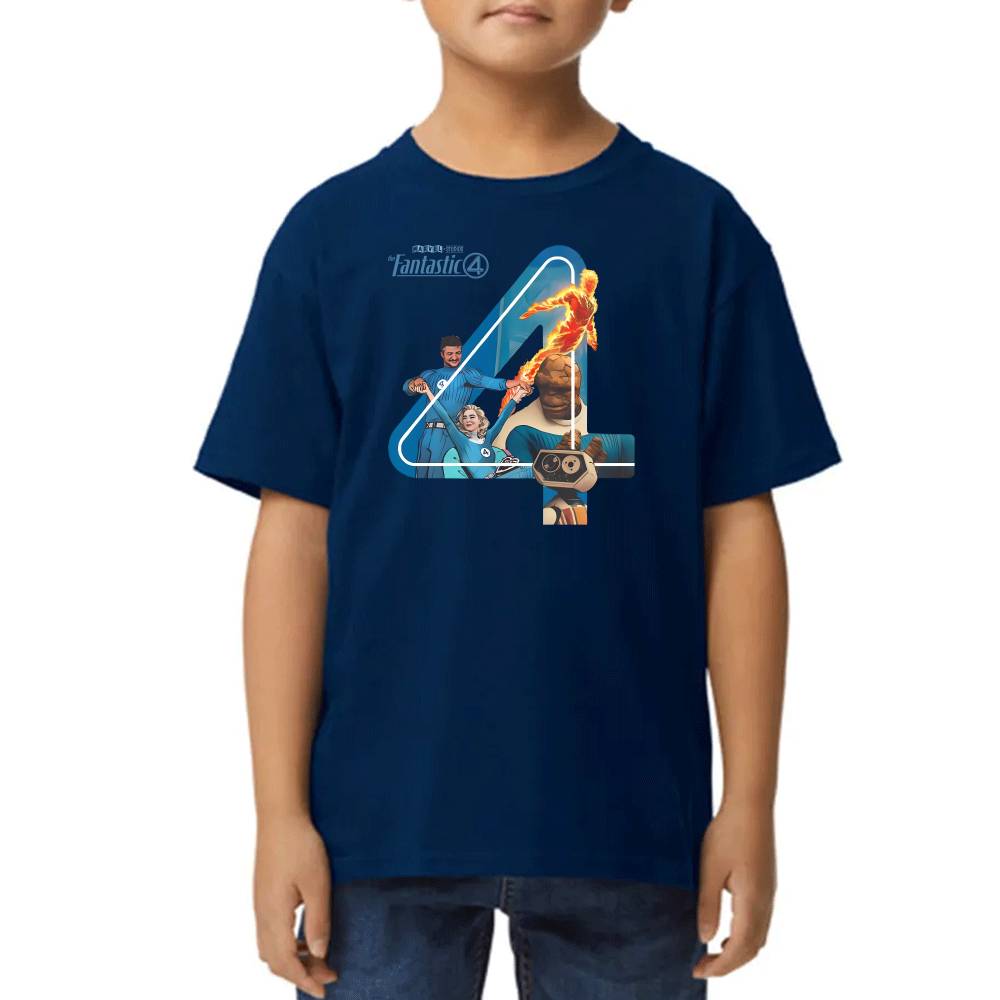 Playera de Niño 4 Fantasticos Numero Cuatro Marvel Algodón Premium #0003257