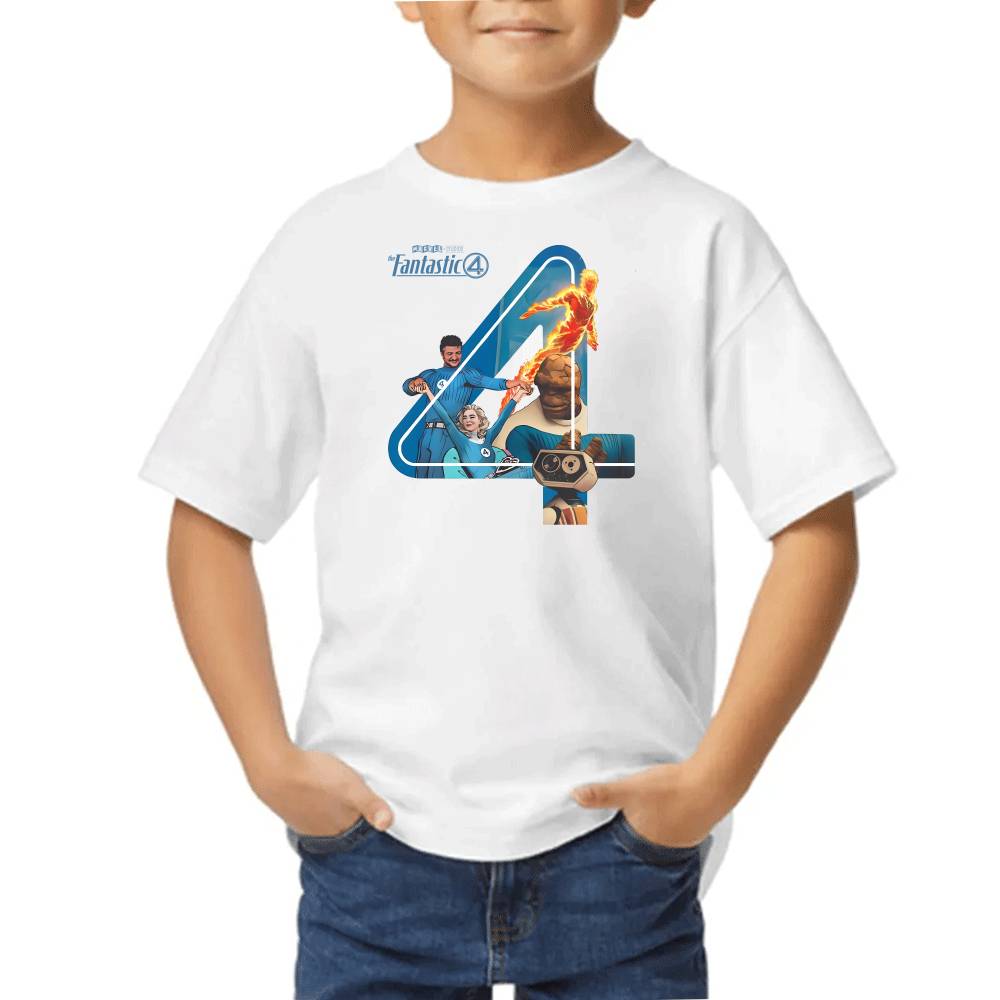 Playera de Niño 4 Fantasticos Numero Cuatro Marvel Algodón Premium #0003257