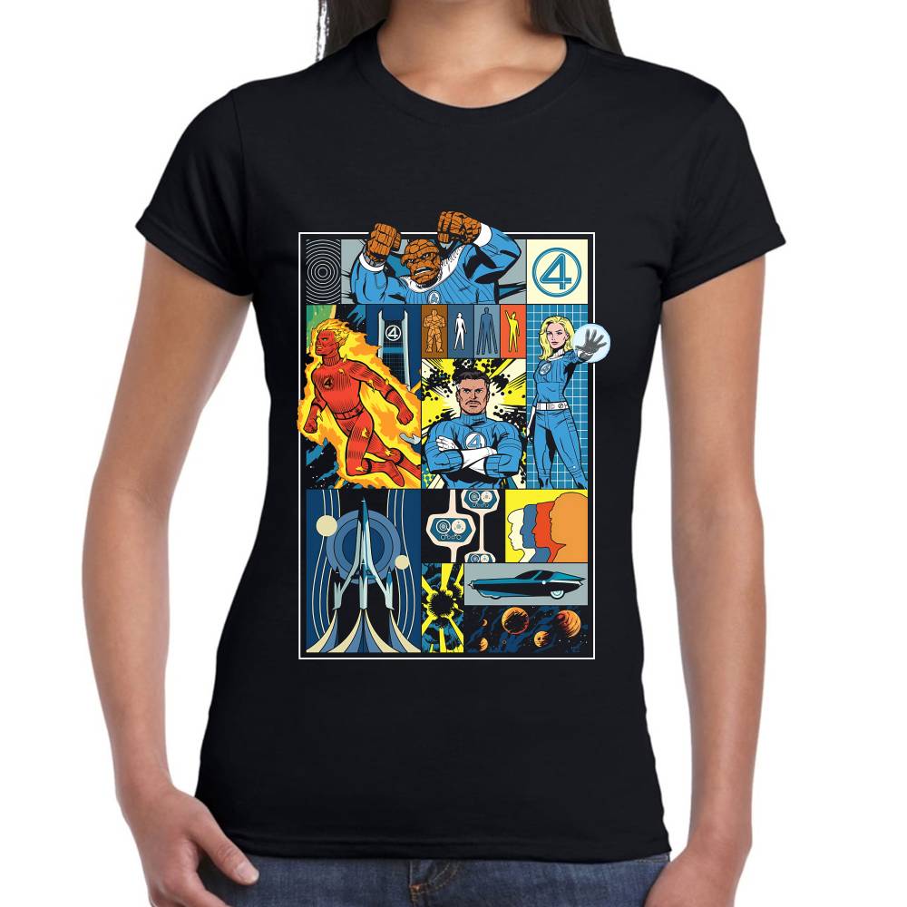 Playera 4 Fantasticos Poster Collage Marvel Algodón Premium #0003259