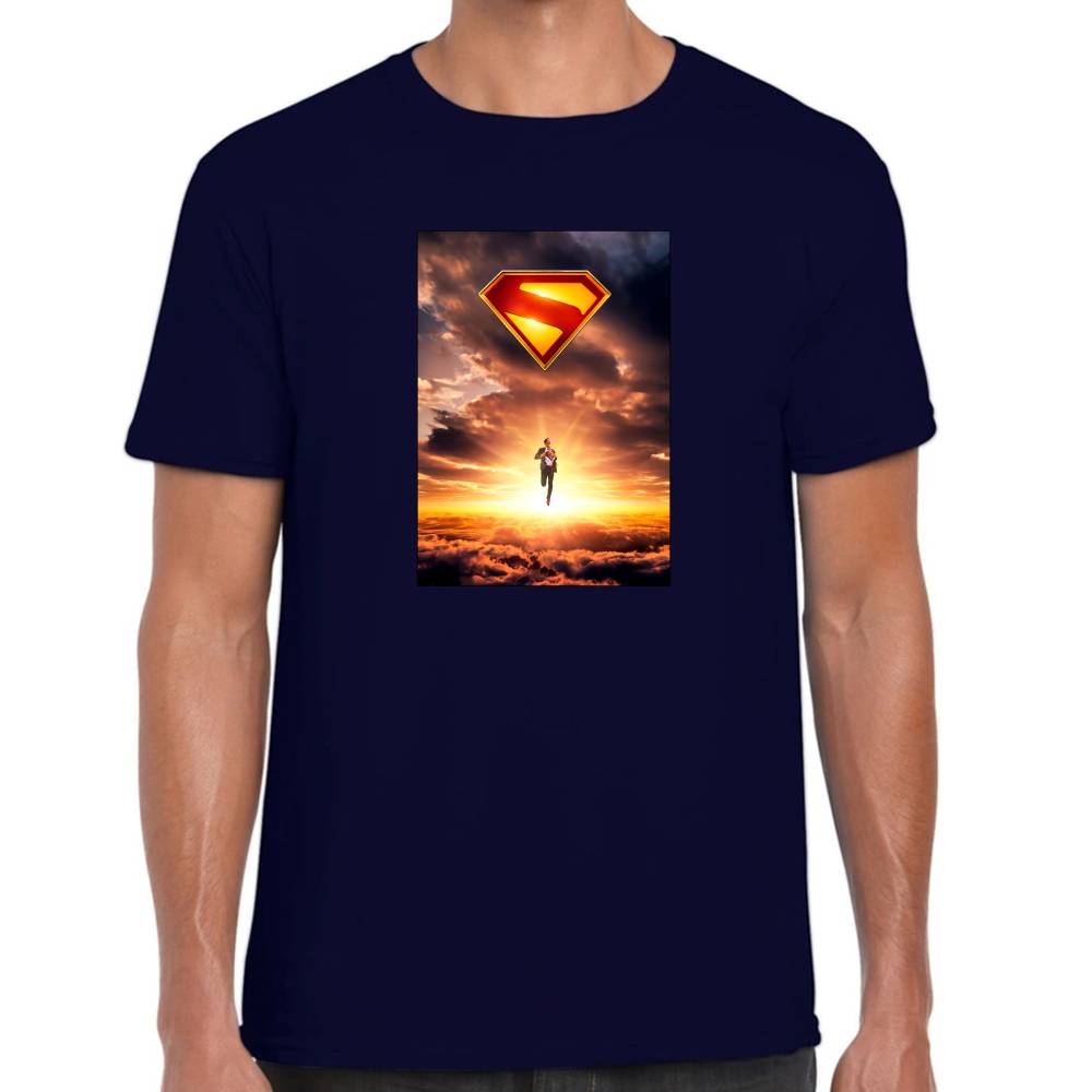 Playera Superman Poster Cielo 2025 DC Algodón Premium #0003273