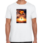 Playera Superman Poster Cielo 2025 DC Algodón Premium #0003273