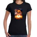 Playera Superman Poster Cielo 2025 DC Algodón Premium #0003273