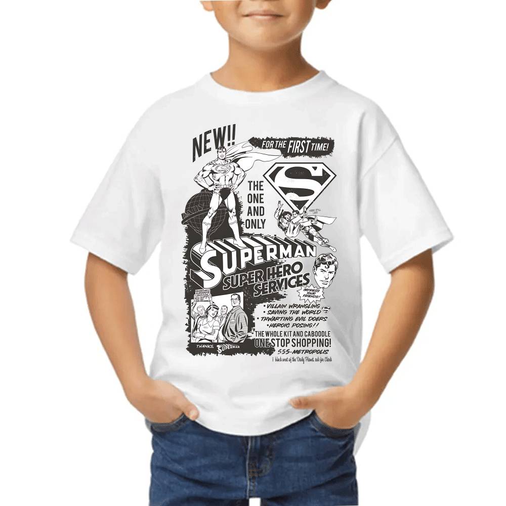 Playera de Niño Superman Hero Services DC Algodón Premium #0003276