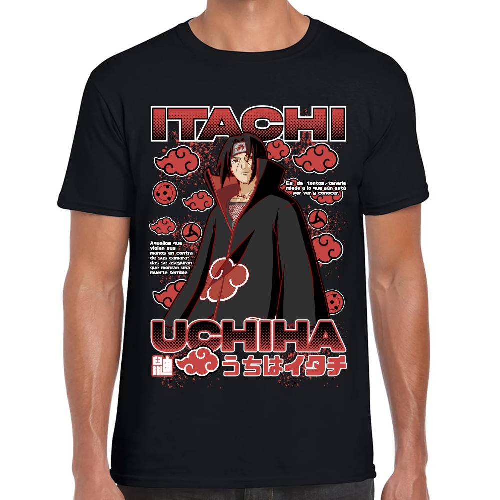 Playera Itachi Uchiha Nubes Akatsuki Naruto Algodón Premium #0003278