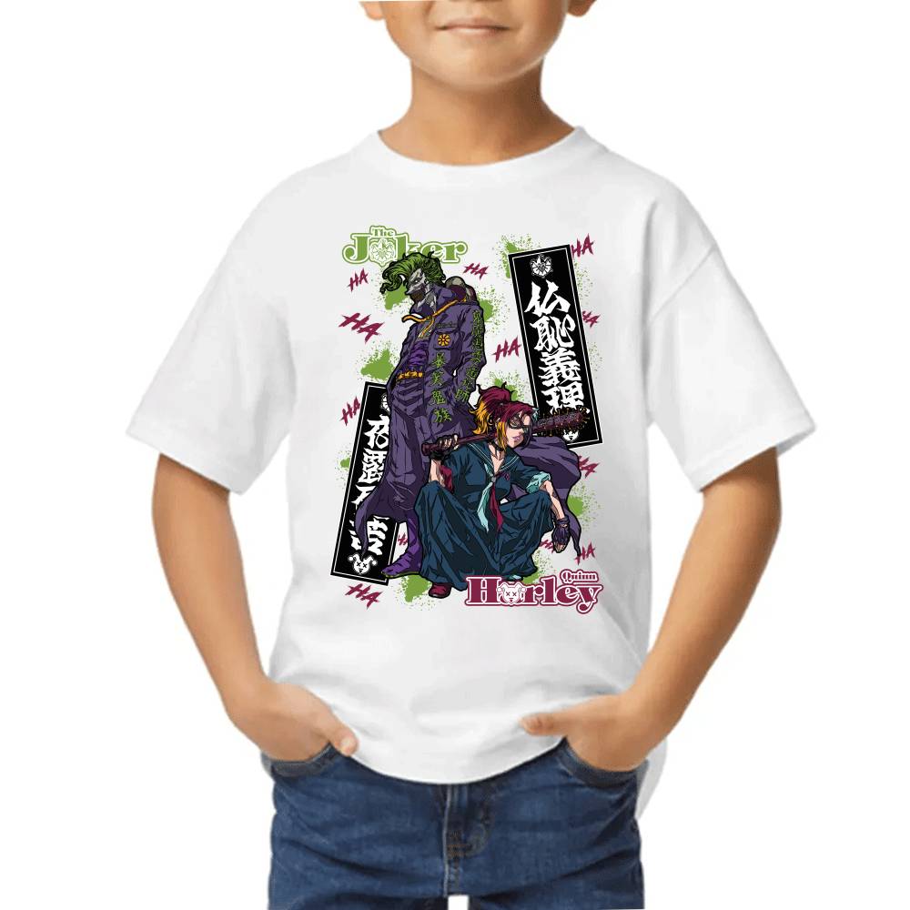 Playera de Niño Joker & Harley Quinn Jojo's Version DC Algodón Premium #0003279
