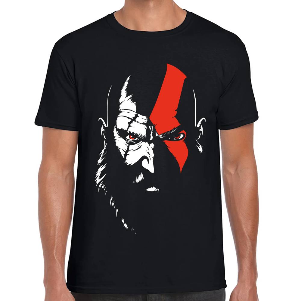 Playera Kratos Cara Marca Roja God of War Algodón Premium #0003290 Imagen principal del producto