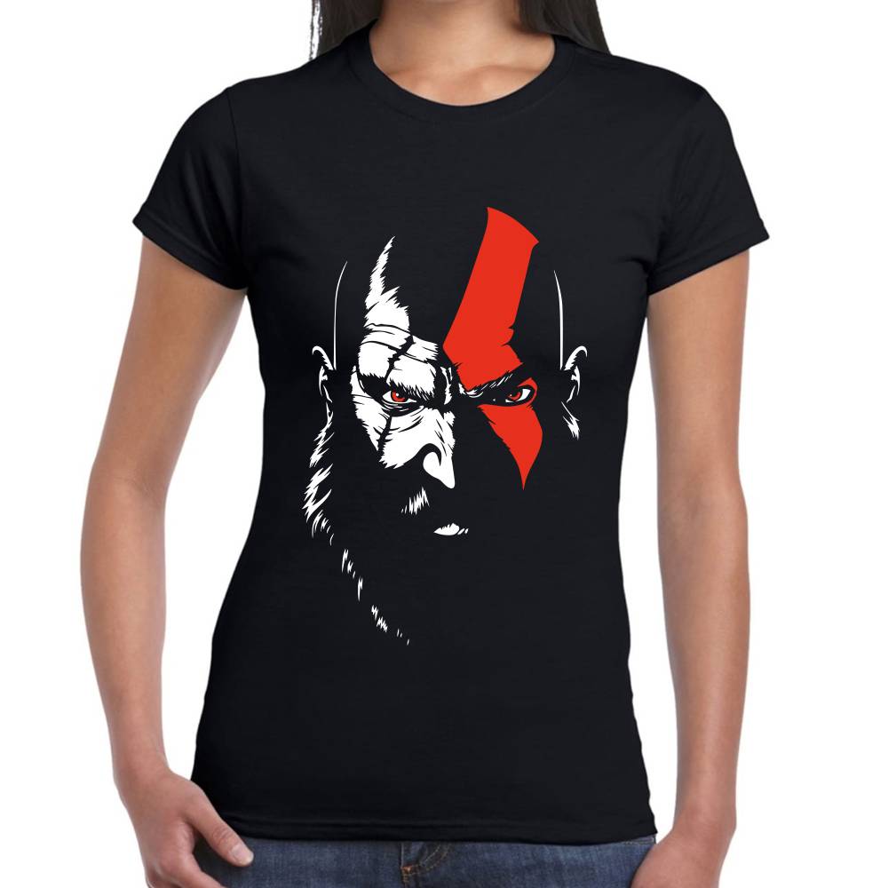 Playera Kratos Cara Marca Roja God of War Algodón Premium #0003290 Imagen secundaria del producto