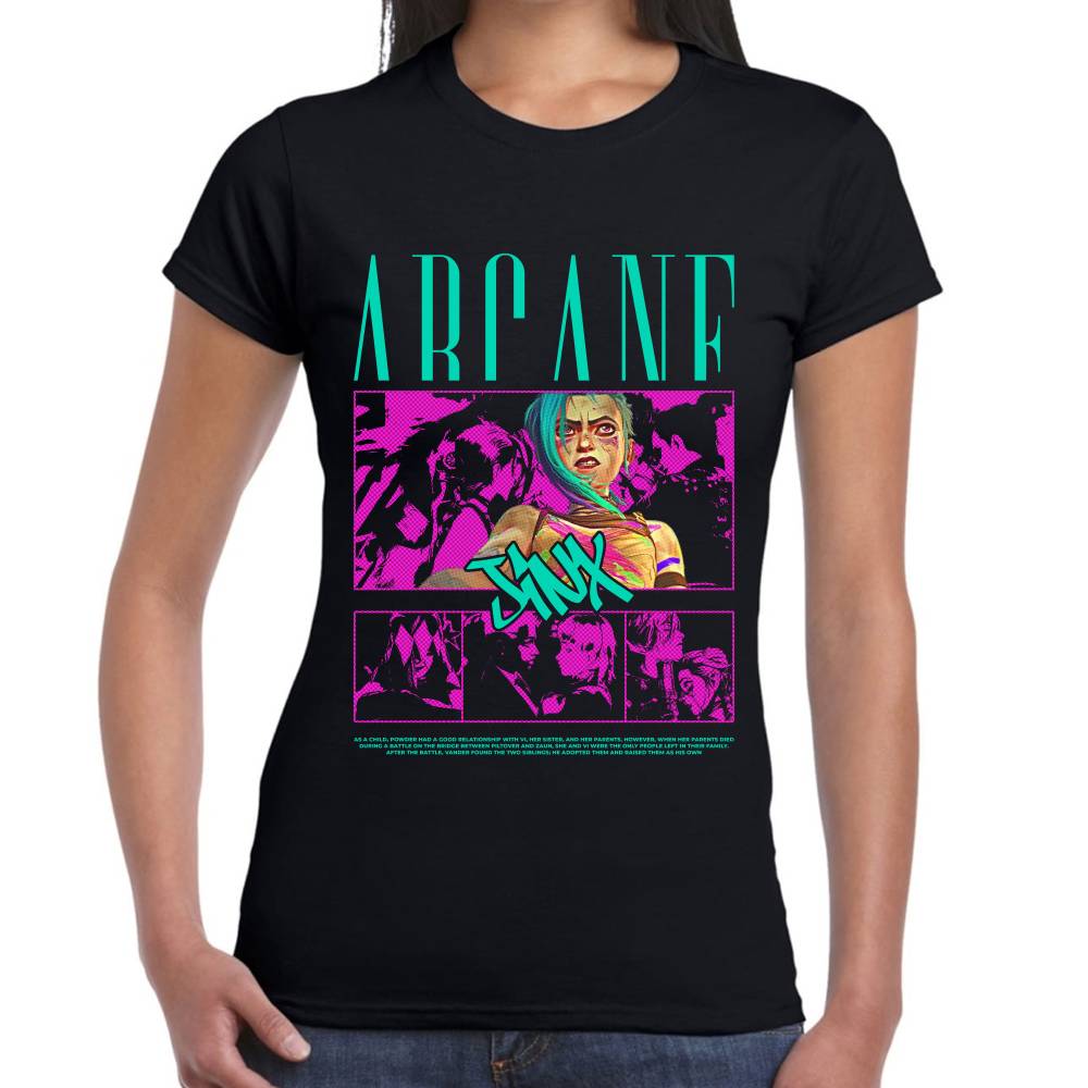 Playera Jinx Fragmentos Arcane Algodón Premium #0003314 Imagen secundaria del producto