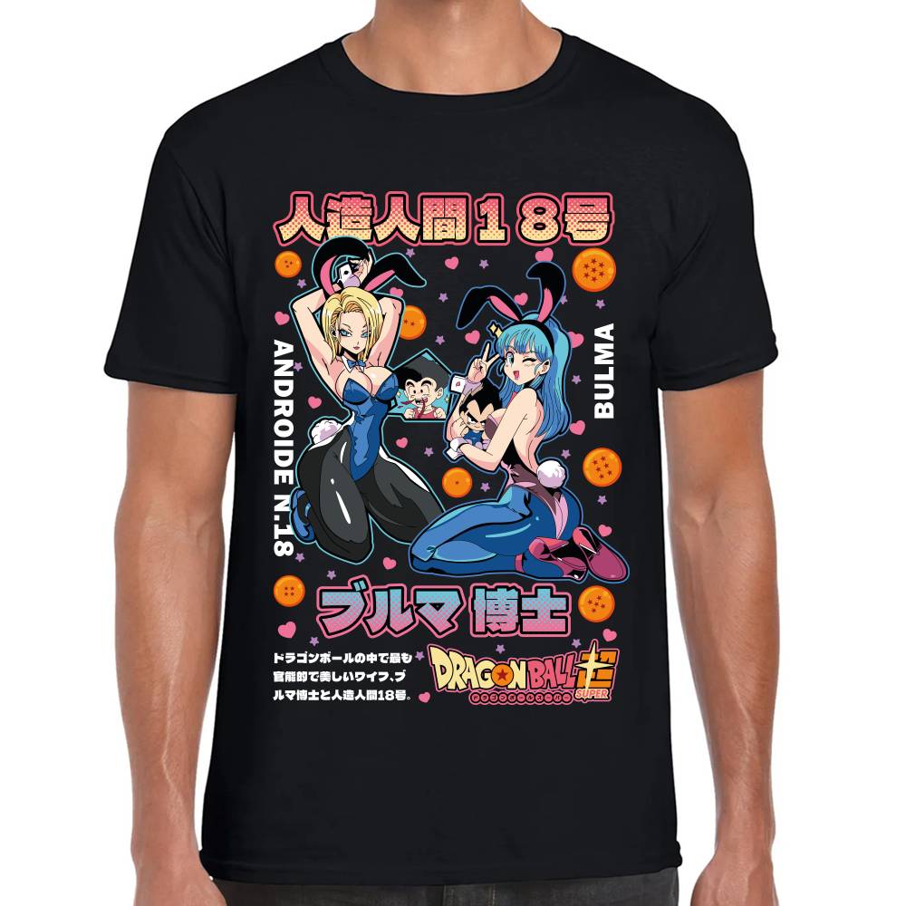 Playera Bulma & Androide 18 Playboy Dragon Ball Z Algodón Premium #0003503