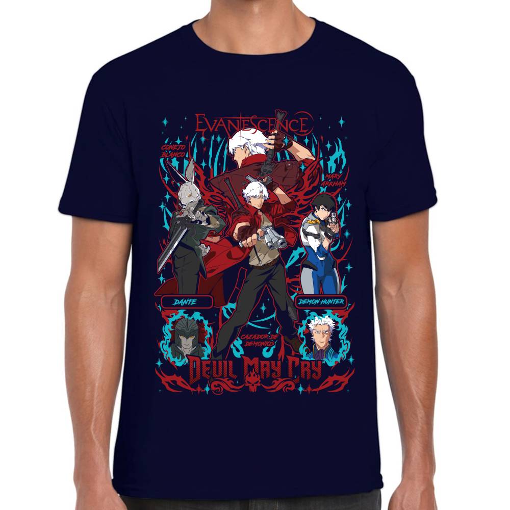 Playera Dante, Lady, Vergil & Conejo Blanco Devil May Cry Algodón Premium #0003504