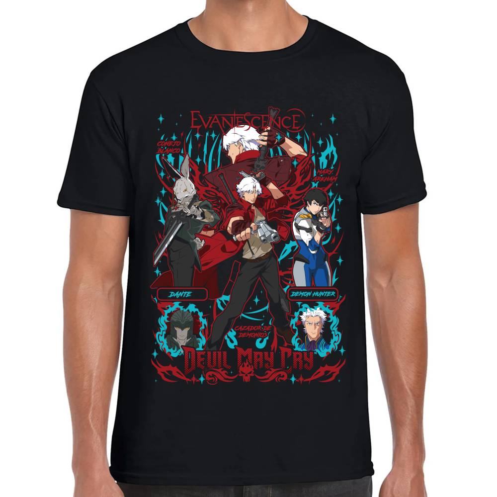 Playera Dante, Lady, Vergil & Conejo Blanco Devil May Cry Algodón Premium #0003504