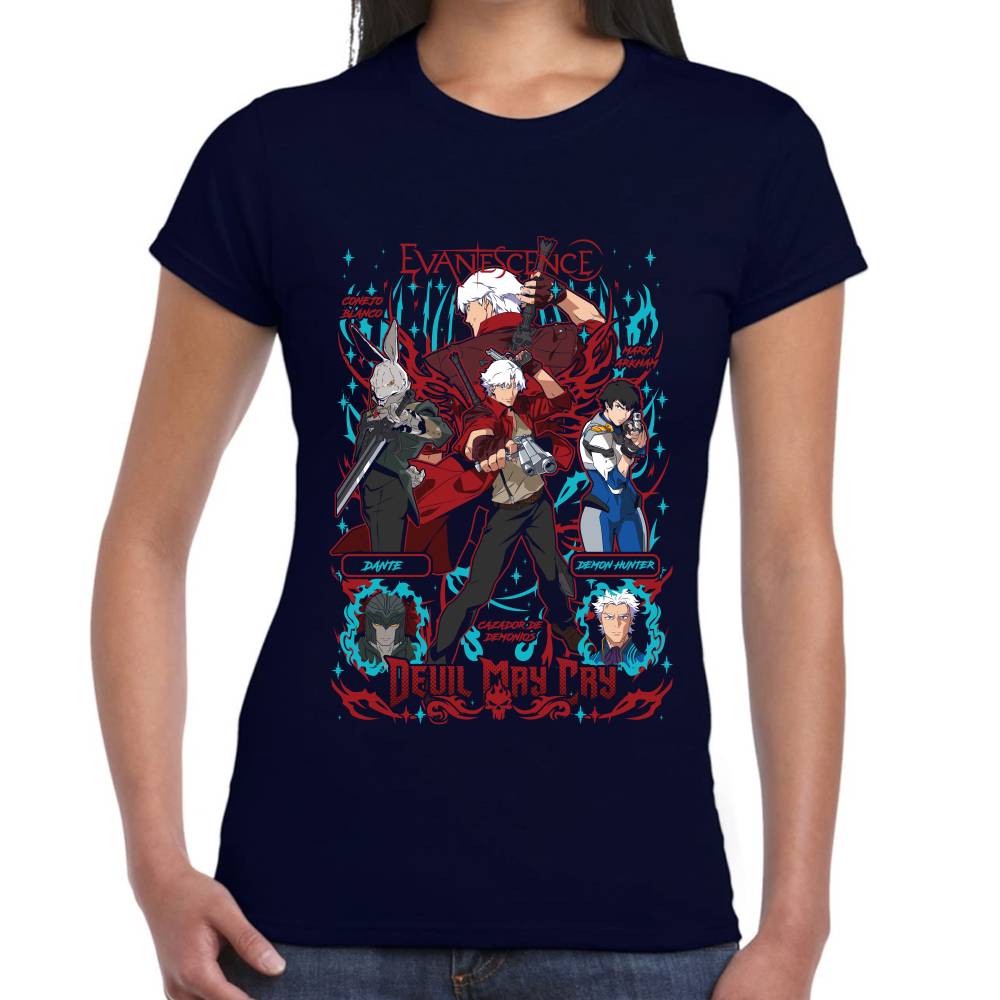 Playera Dante, Lady, Vergil & Conejo Blanco Devil May Cry Algodón Premium #0003504