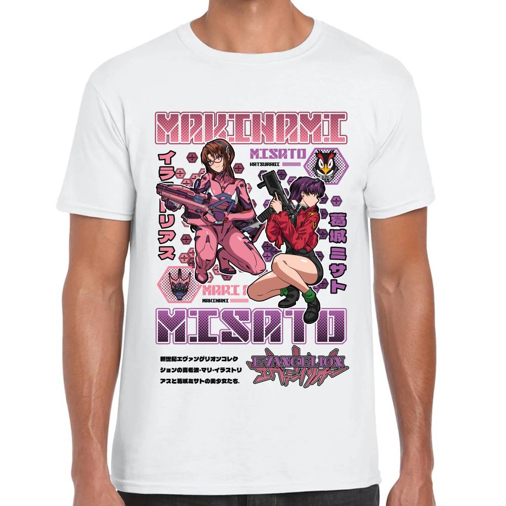 Playera Makinami & Misato Evangelion Algodón Premium #0003506