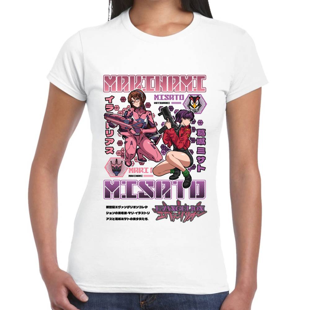 Playera Makinami & Misato Evangelion Algodón Premium #0003506
