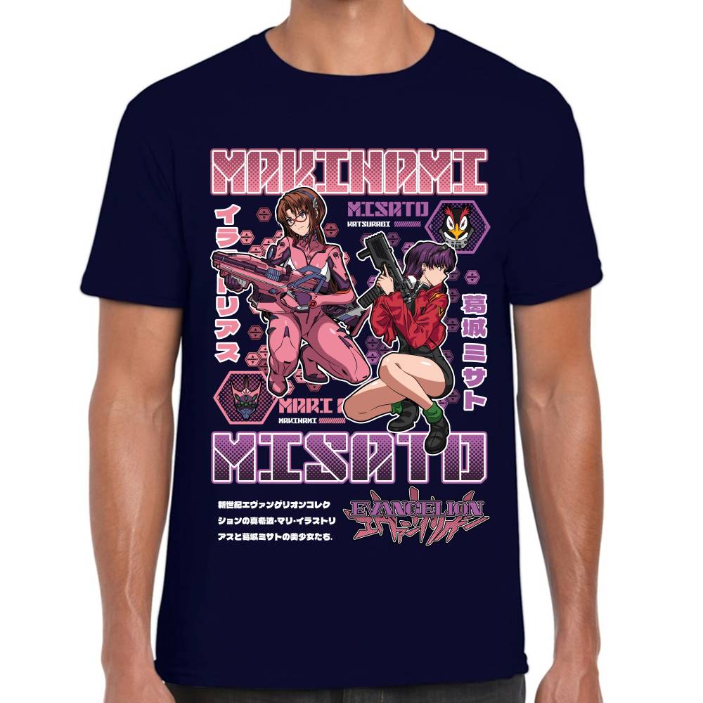 Playera Makinami & Misato Evangelion Algodón Premium #0003506