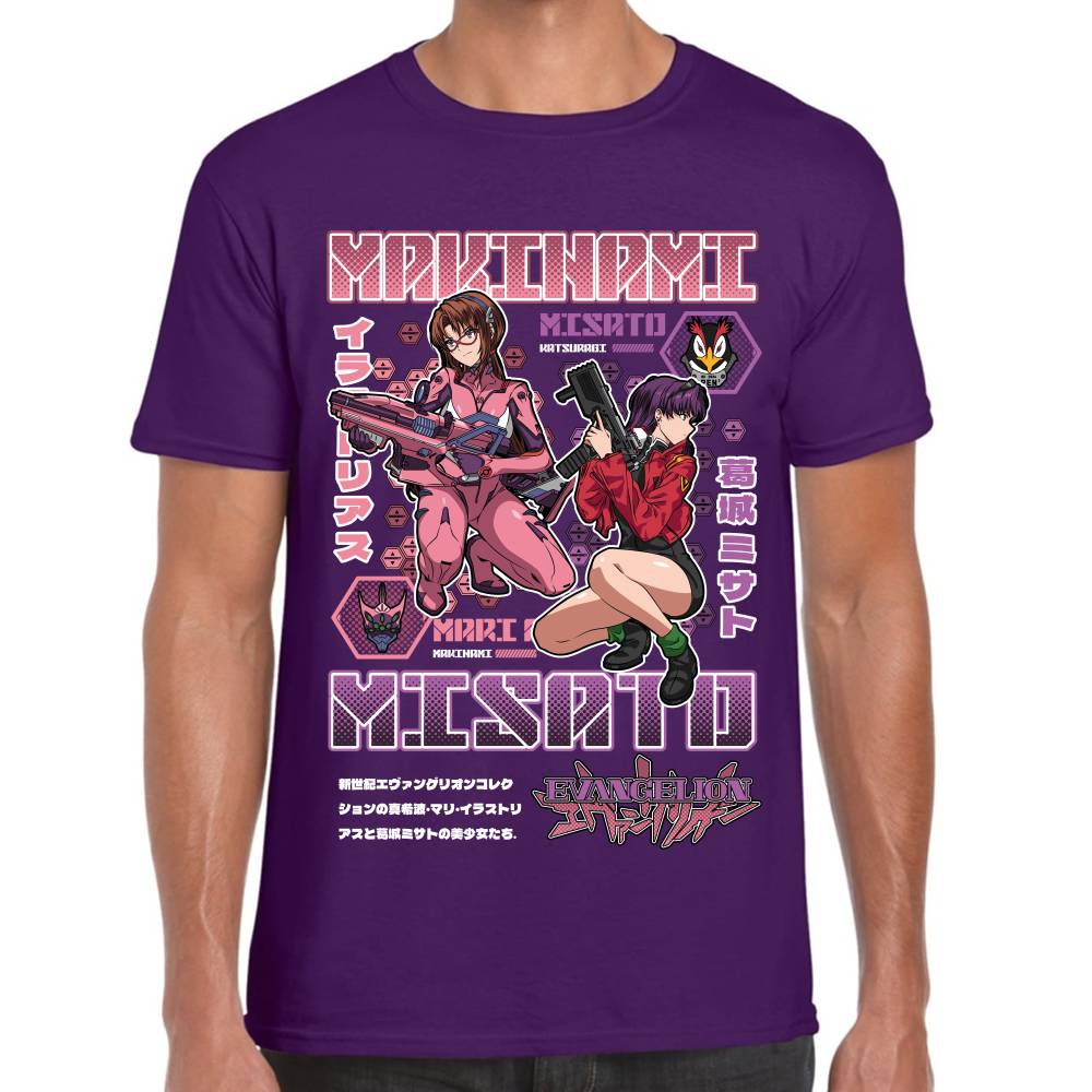 Playera Makinami & Misato Evangelion Algodón Premium #0003506