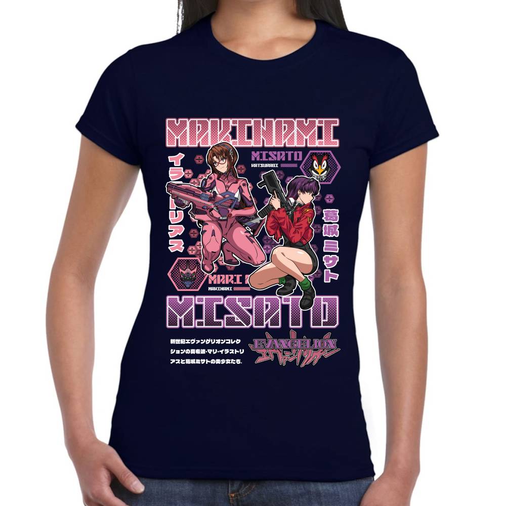 Playera Makinami & Misato Evangelion Algodón Premium #0003506