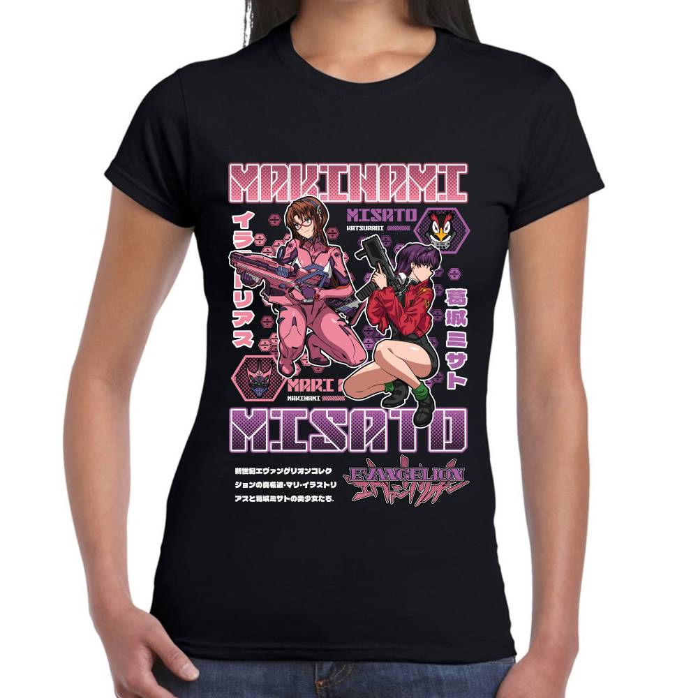 Playera Makinami & Misato Evangelion Algodón Premium #0003506