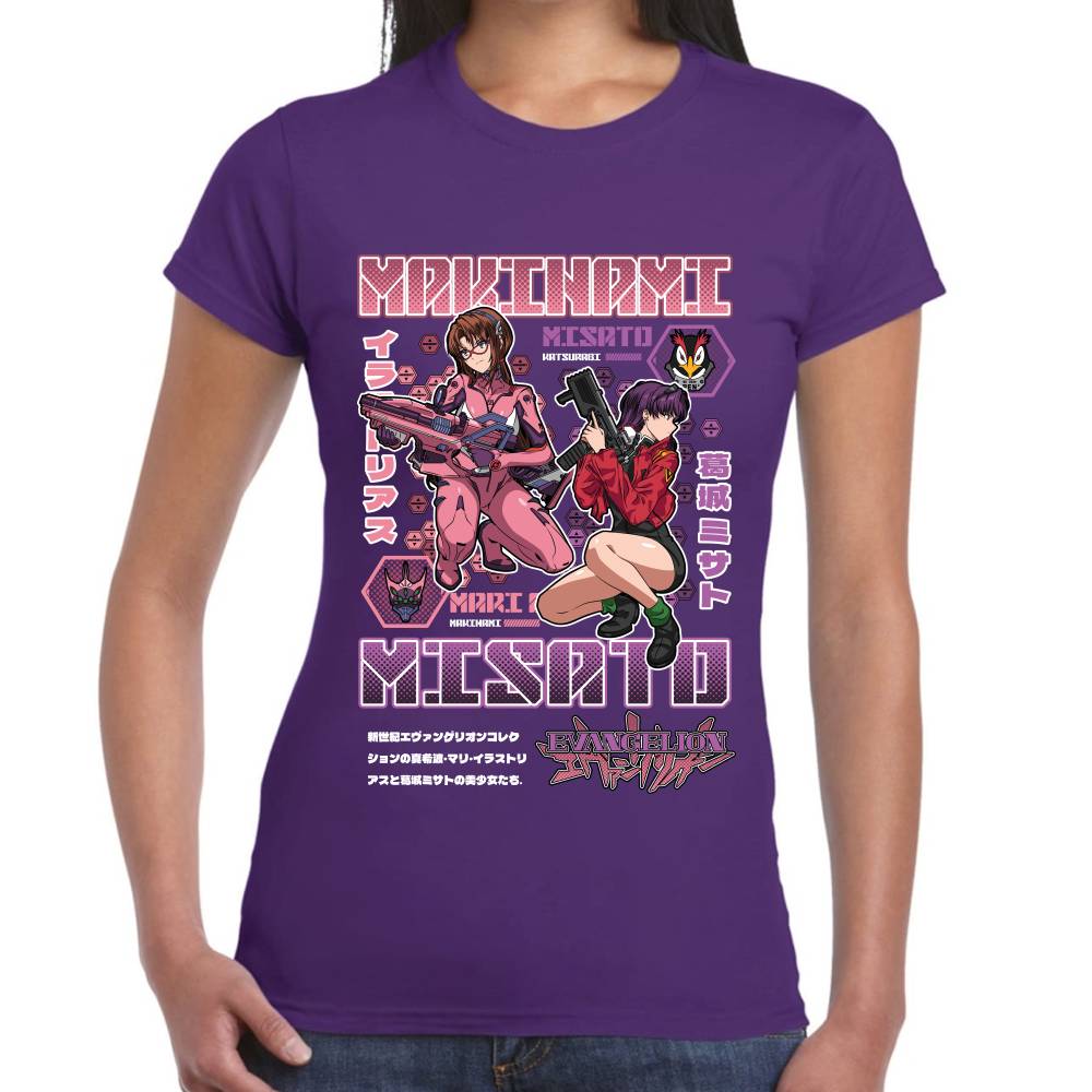 Playera Makinami & Misato Evangelion Algodón Premium #0003506
