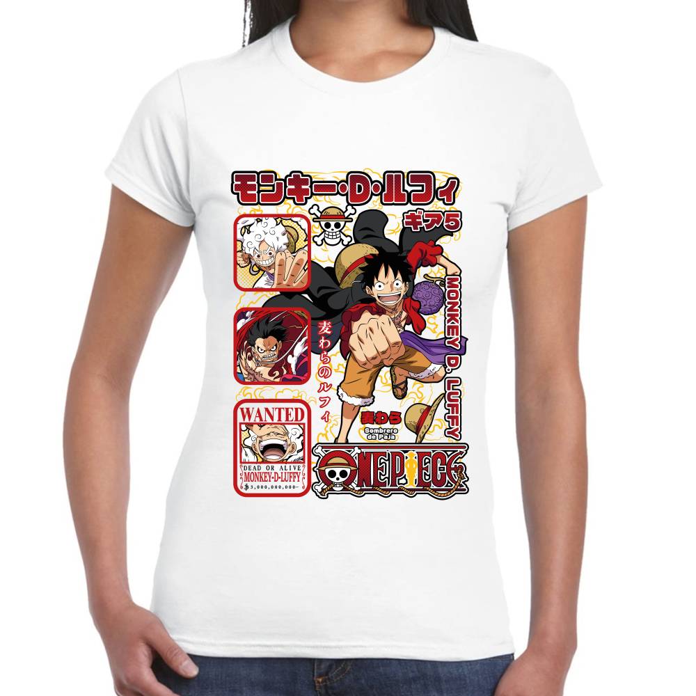 Playera Luffy Gear V y IV One Piece Algodón Premium #0003508