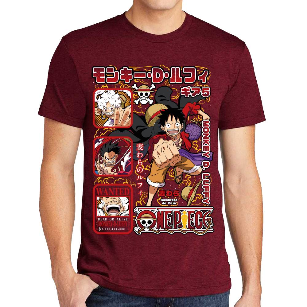 Playera Luffy Gear V y IV One Piece Algodón Premium #0003508