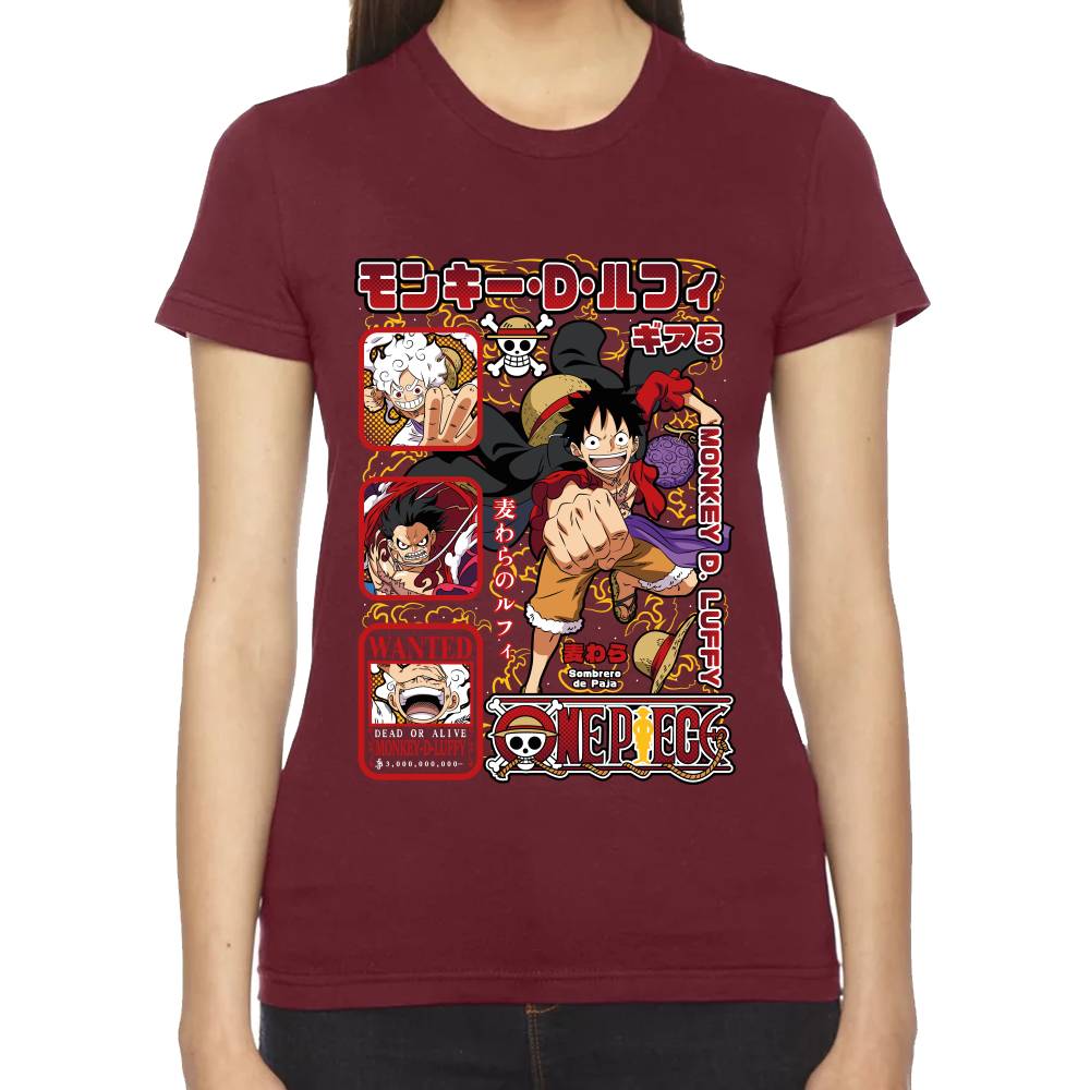 Playera Luffy Gear V y IV One Piece Algodón Premium #0003508